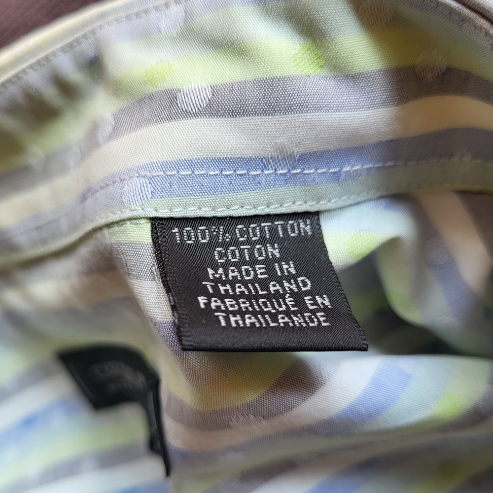 Green, Grey White and Blue Striped Button Down Shirt - M - Picture 2 of 9